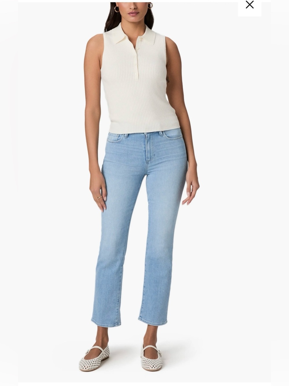 PAIGE Cindy High Rise Straight Leg Jeans Size 32 Distressed Light Wash Denim